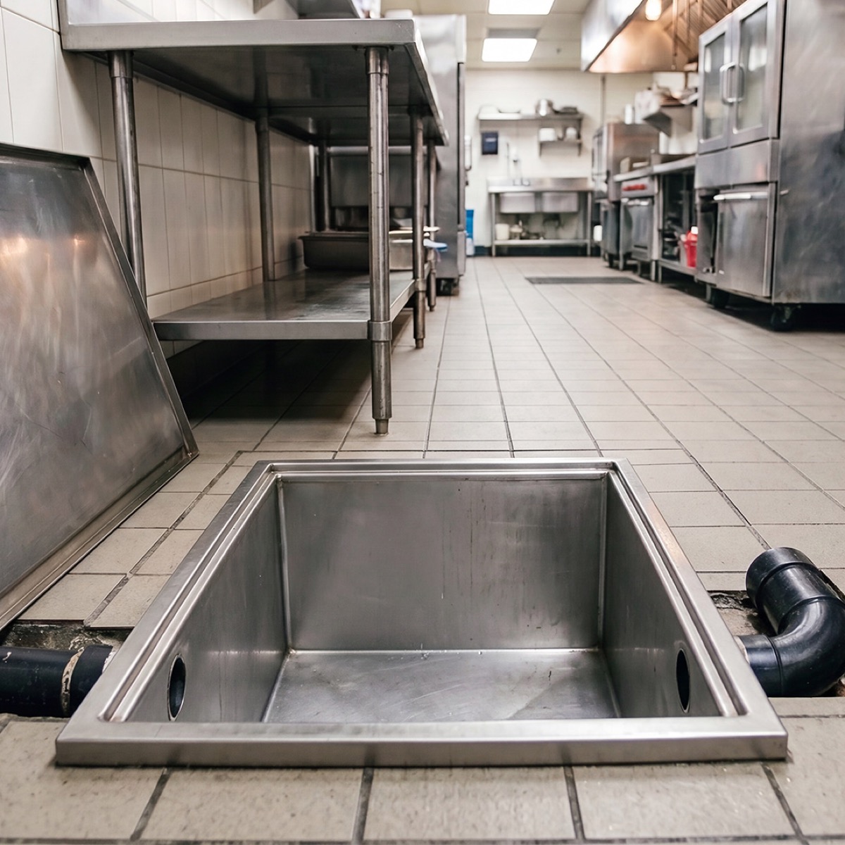 Grease trap after GreaseOff — spotless